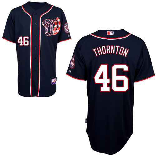 Matt Thornton #46 Youth Baseball Jersey-Washington Nationals Authentic Alternate 2 Navy Blue Cool Base MLB Jersey